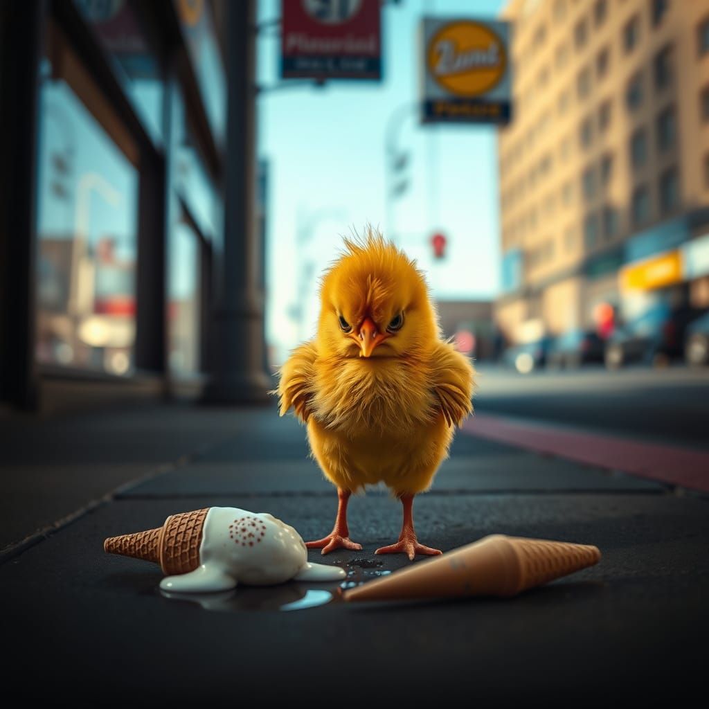 Angry Chick and Fallen Ice Cream: Noir Style