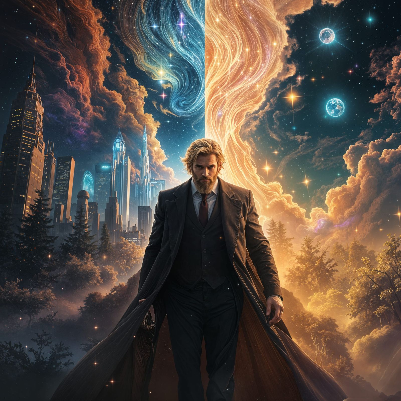 Ethereal Explorer in Shimmering Portal