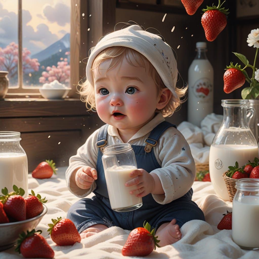 Delicate Baby in Whimsical Landscape