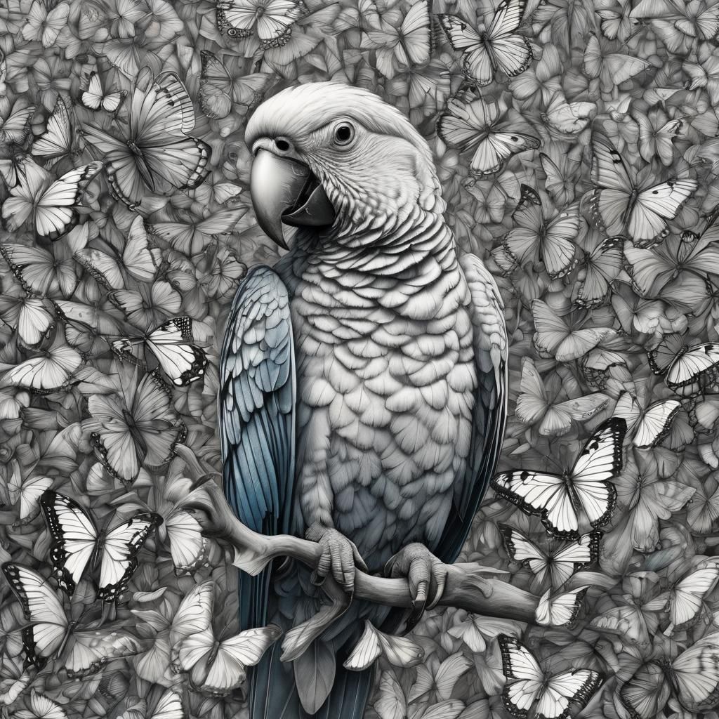 Parrot Metamorphosis: A Pencil Drawing of Transformation