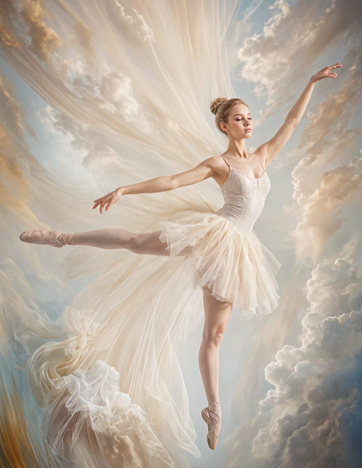 Ballerina in Soaring Clouds of Heavenly Light