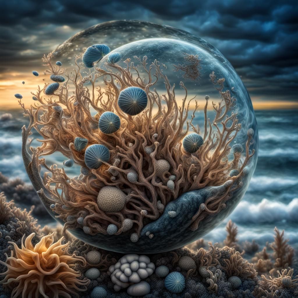 Cosmic Ocean Seeds in Hyperrealistic Style