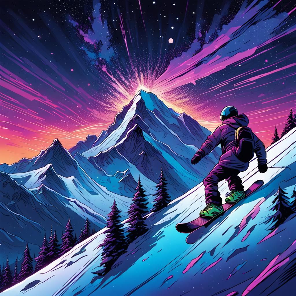 Snowboarding at night