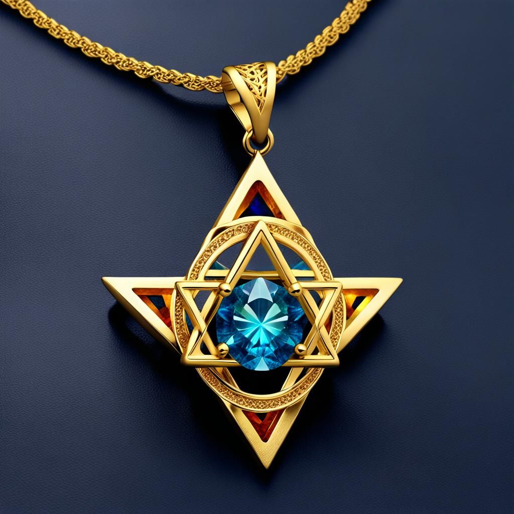 Merkaba Star of David Gold Pendant Necklace