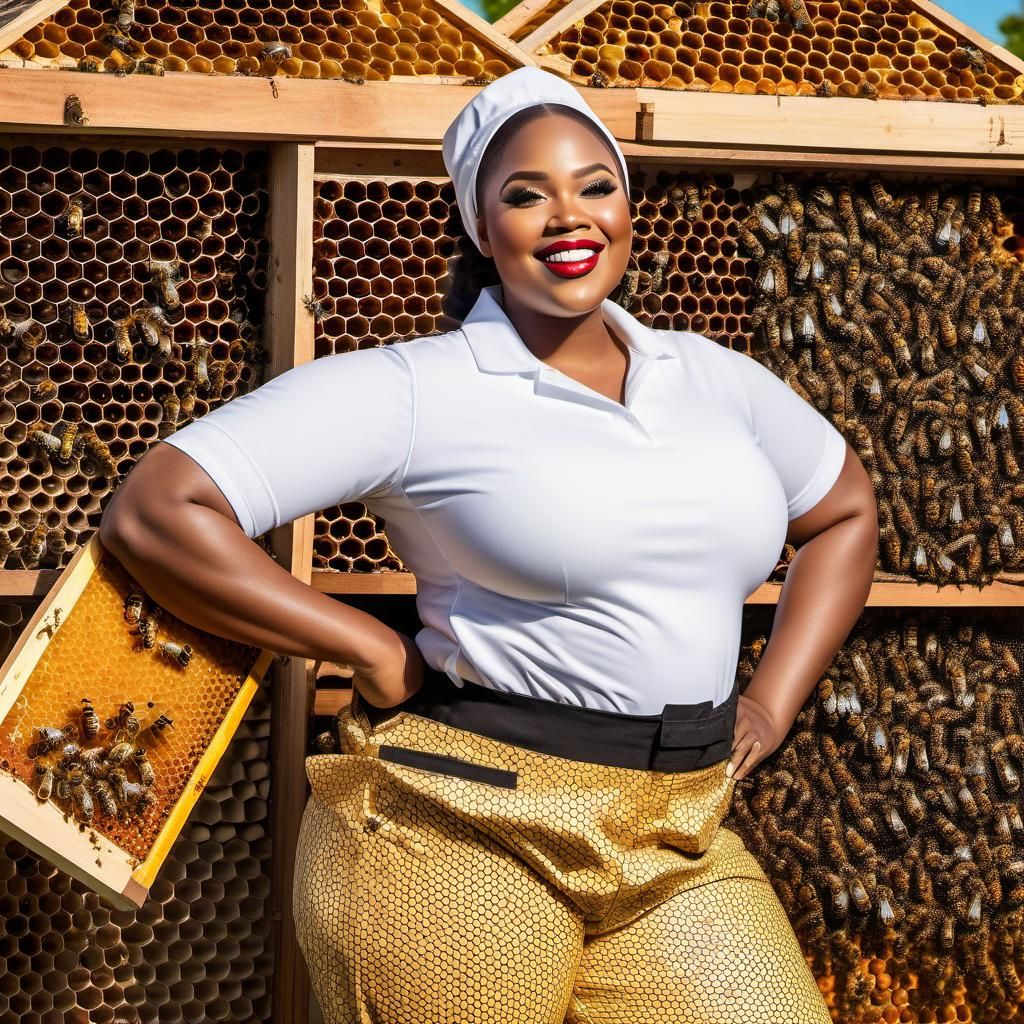 Beekeeper Extracting Honey from Elaborate Beehive