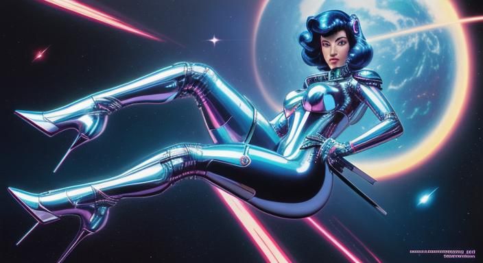 Cyberpunk Space Pilot in Retro Sci-Fi Style