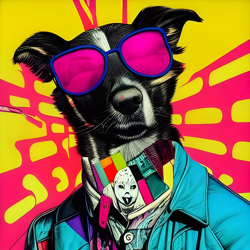 Pop Art Dog Portrait with Sunglasses