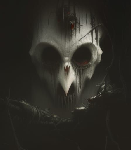 Sinister Barn Owl in Dark Horror Style