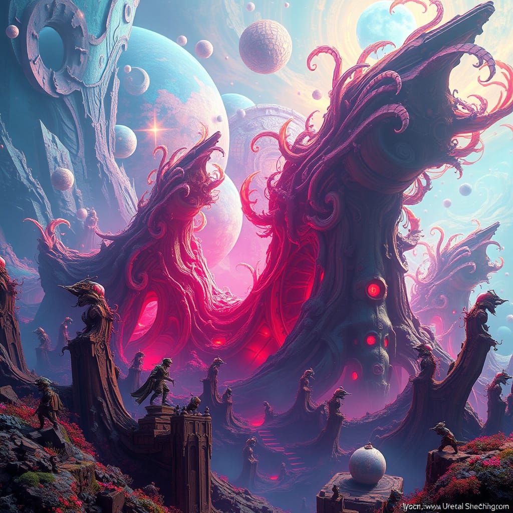 Surreal Fantasy Realm in Vibrant Dreamlike Style
