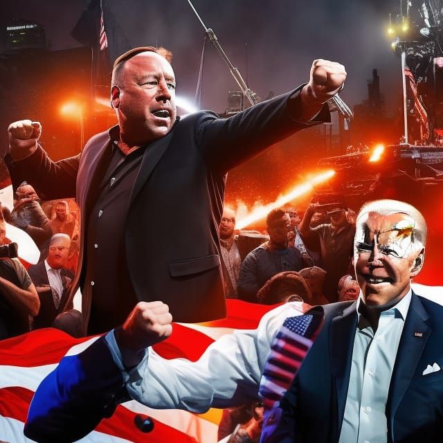 Alex Jones Infowars Newsdesk Chaos: Bisley-Style Painting