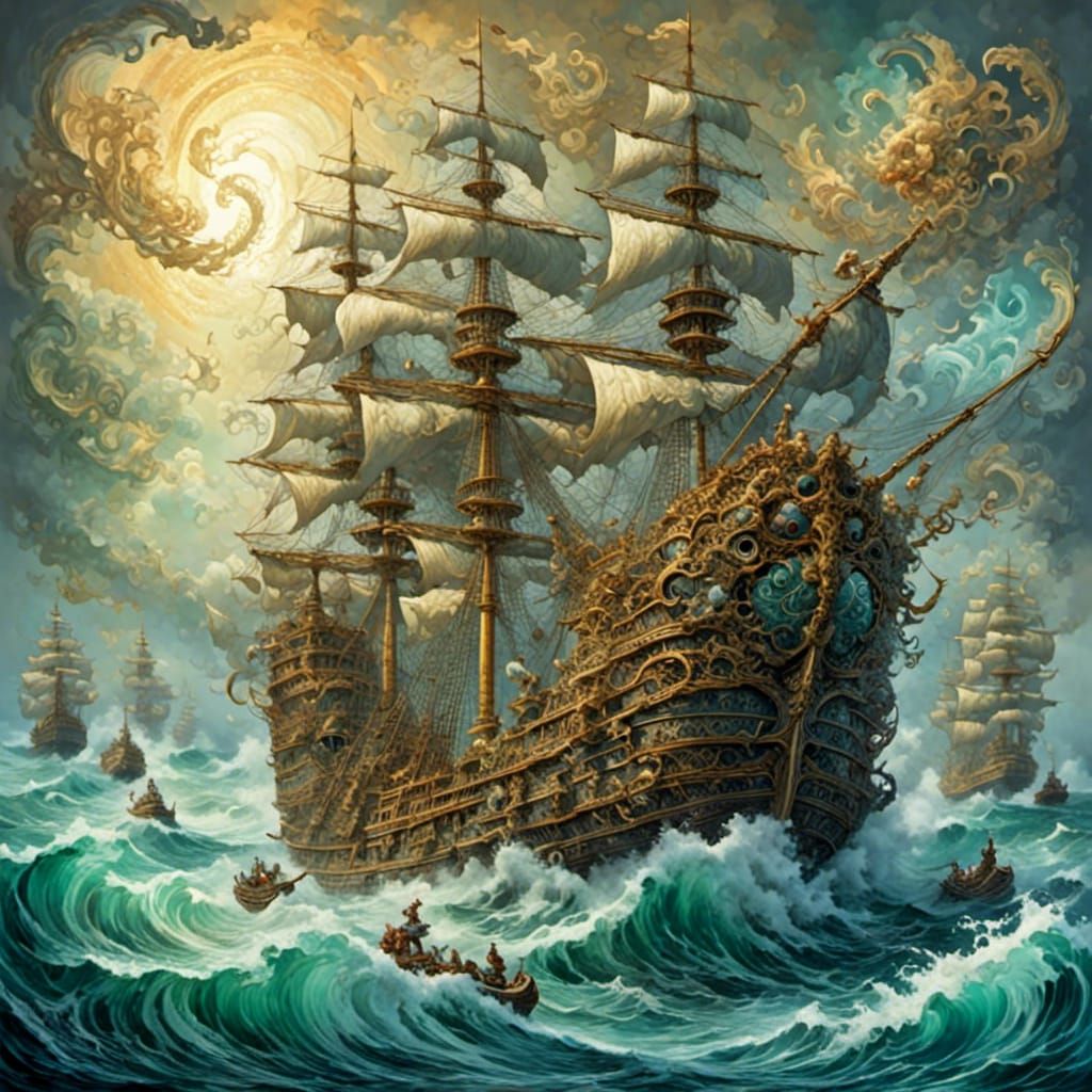 Naval Destroyers Fire Paper Money on Chaotic Seas