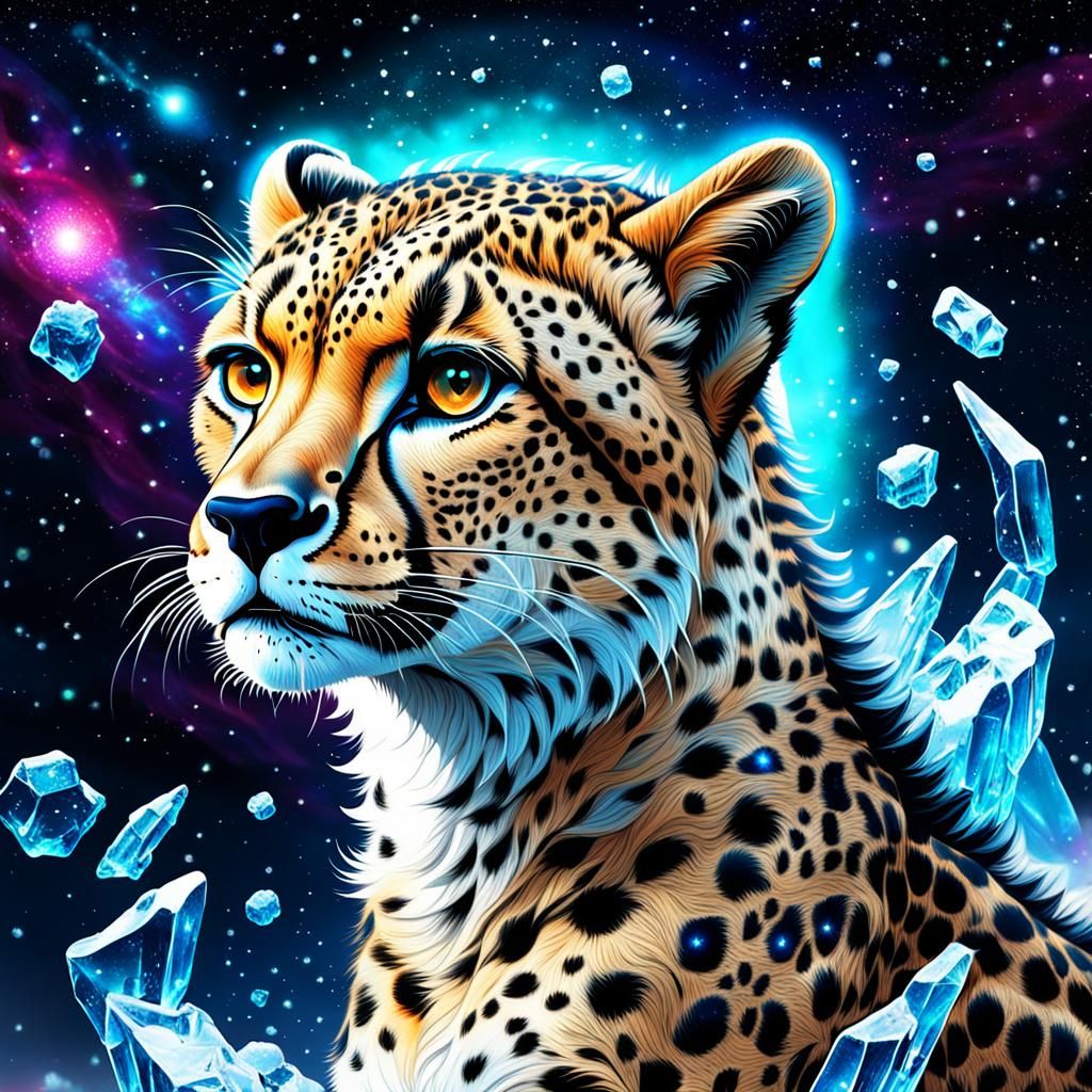 Astral Cheetah in Icy Outer Space