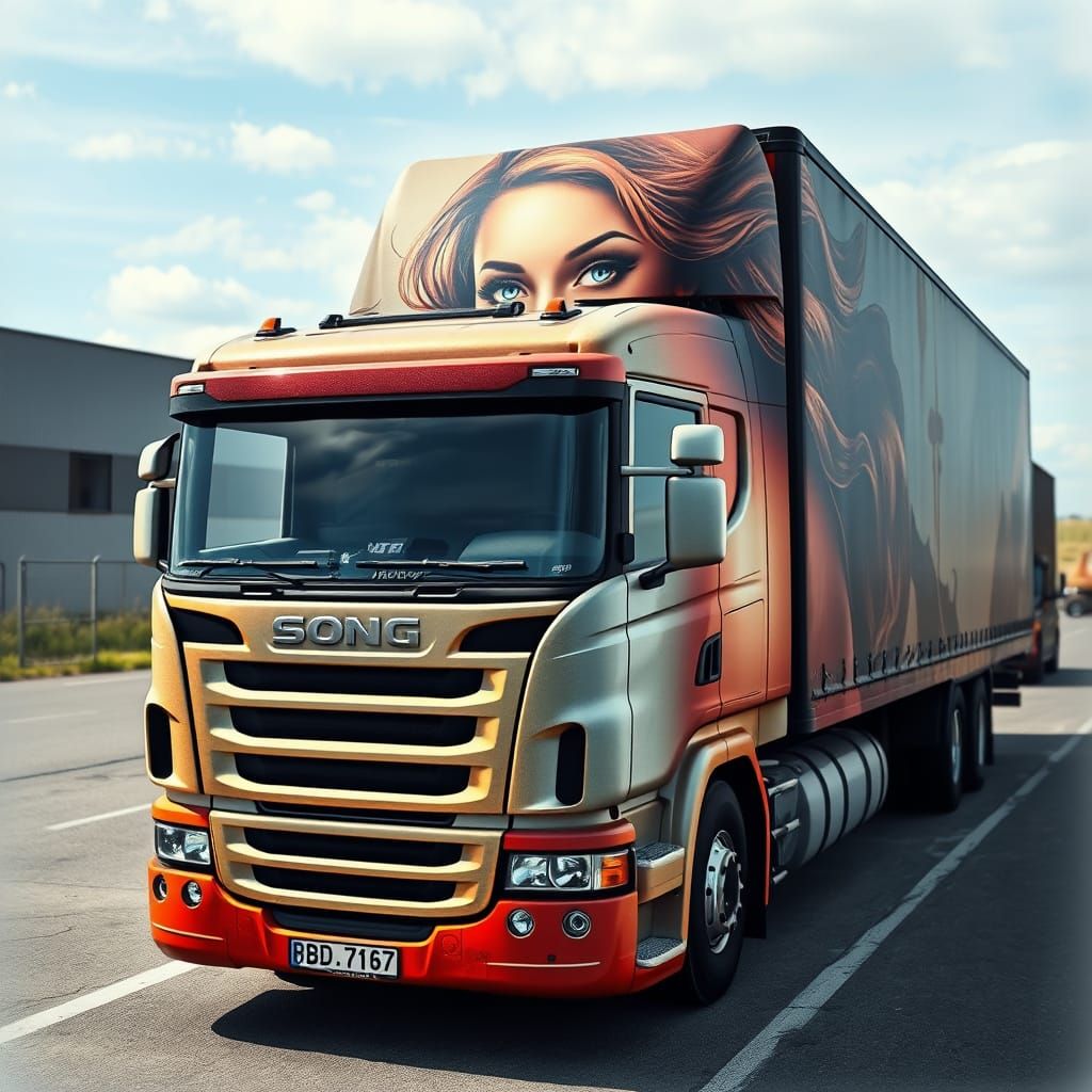 Lorry Airbrush Art: Woman Painting a Woman