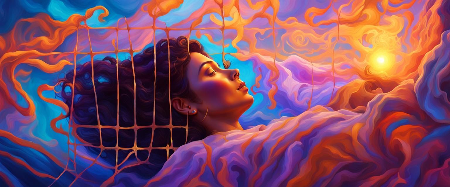 Woman's Soul Ascends in a Fantasy Oil Painting