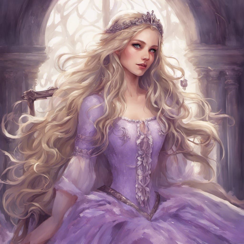Fairytale Swan Princess with Violet Eyes