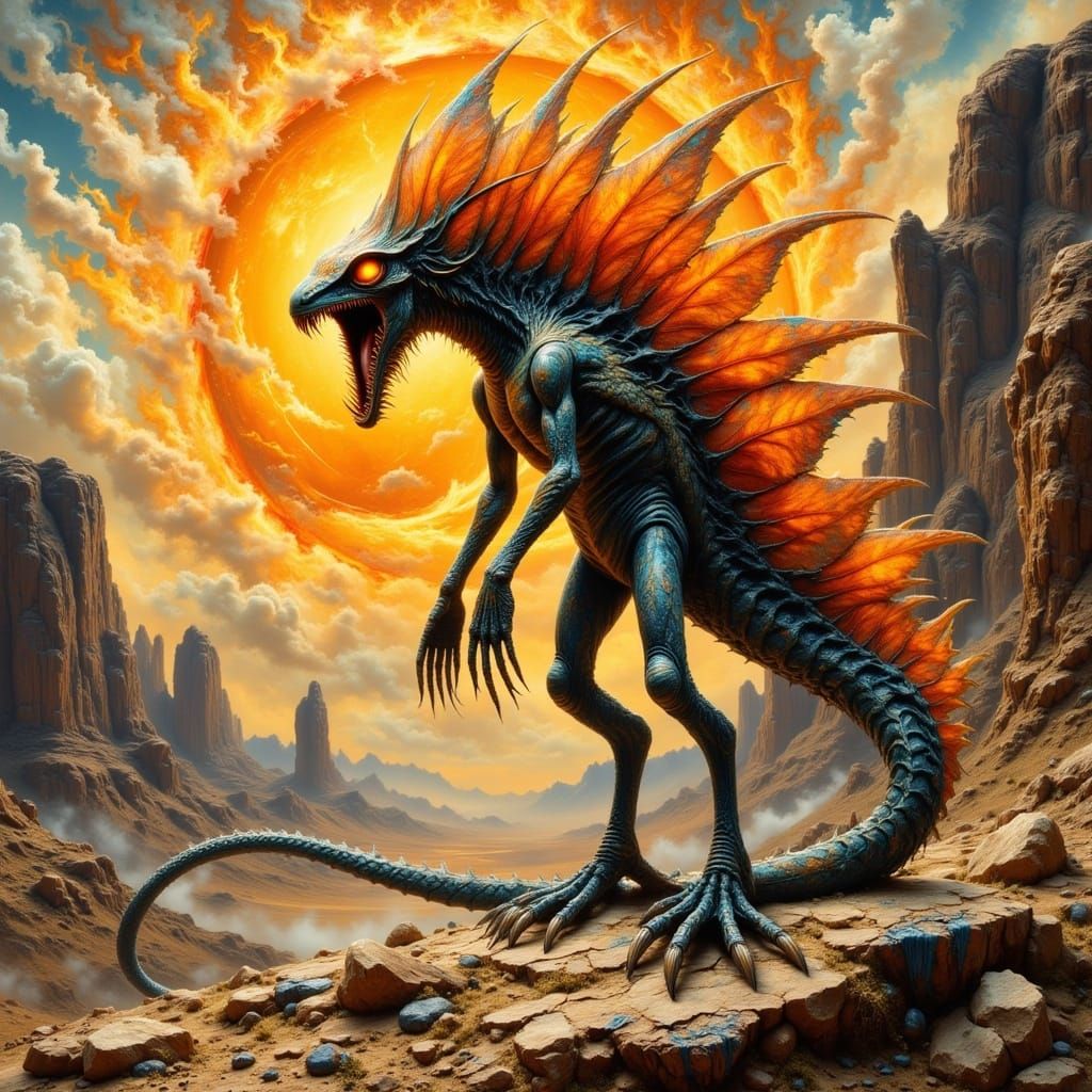 Ethereal Desert Creature in a Cyberpunk Aesthetic