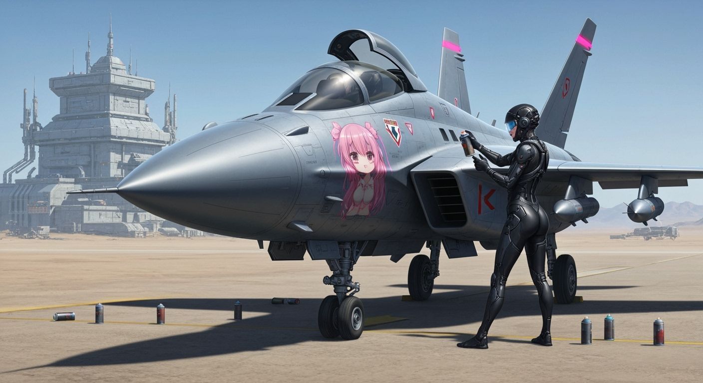 Sci-Fi Jet Custom Paintjob on Desert Runway