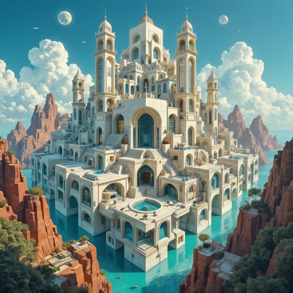 Impossible Architecture in Escher Style
