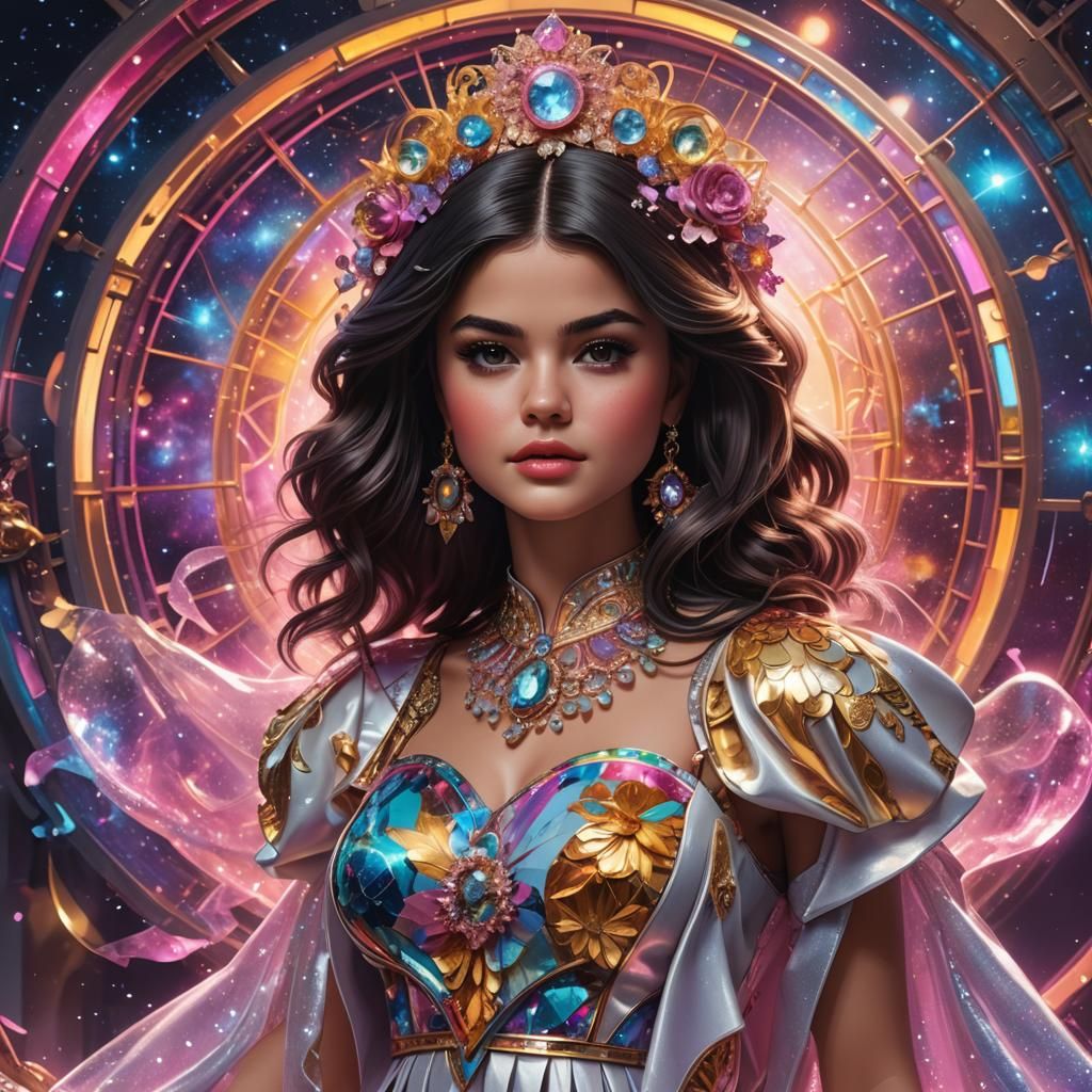 Selena Gomez Barbie Cosmic Art Portrait in 8K