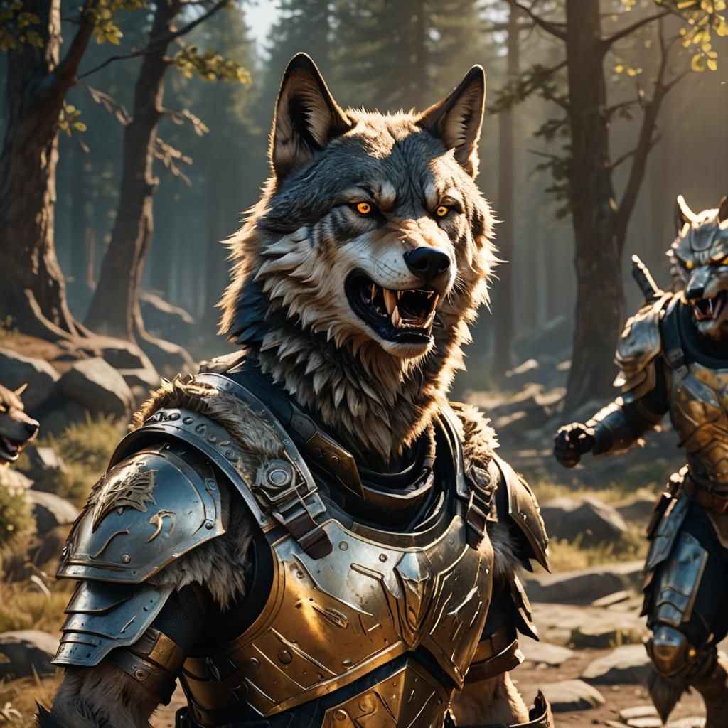 Wolf Warrior Portrait in 3D Cinematic Style