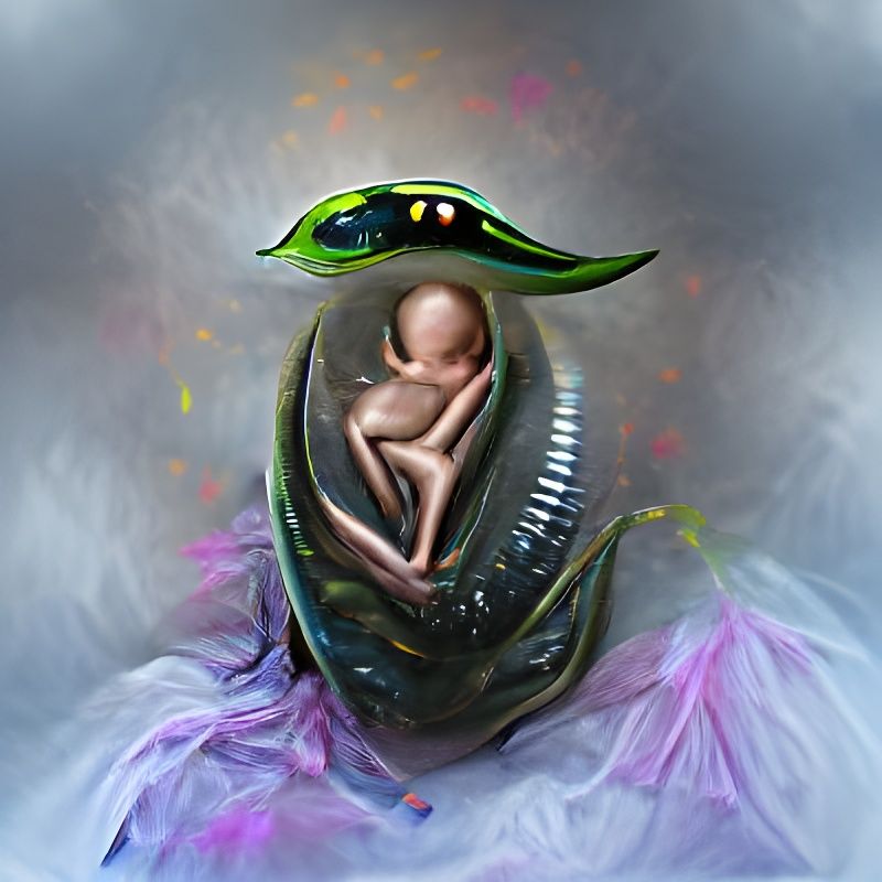 Surreal Alien Supermodel Birth Portrait