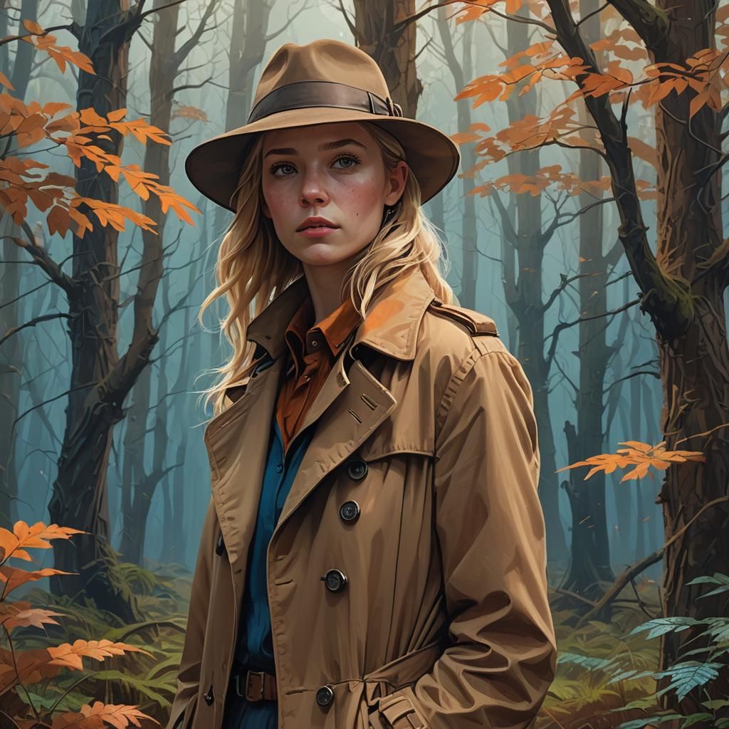 Woman in Mystical Forest: Digital Art