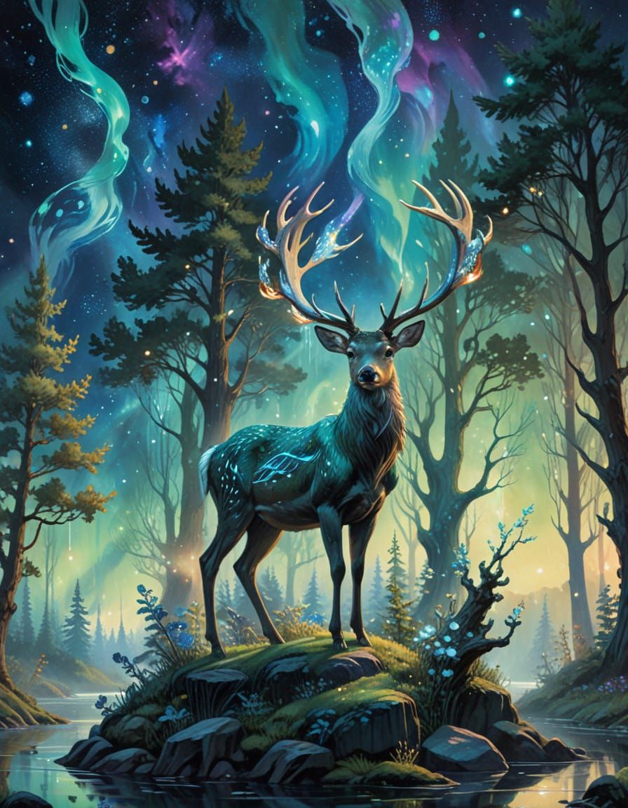 Surreal Landscape in Vibrant, Maximalist Gouache Style