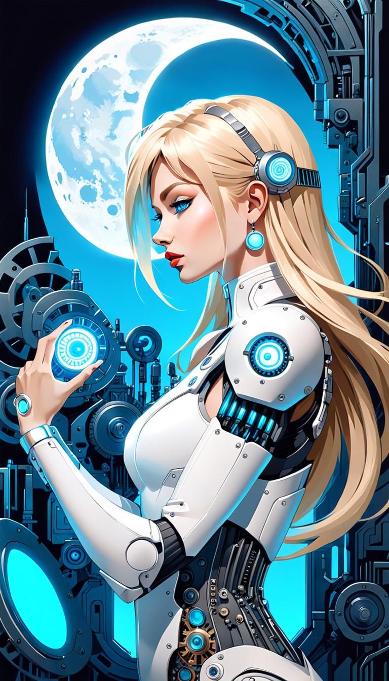 Surreal Futuristic Woman: A Cyberpunk Dark Fantasy