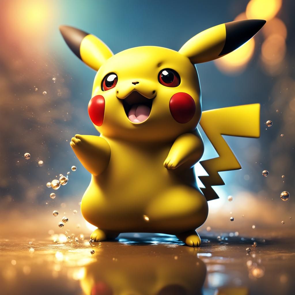 Hyperrealistic Pikachu Sneezing with Dramatic Lighting