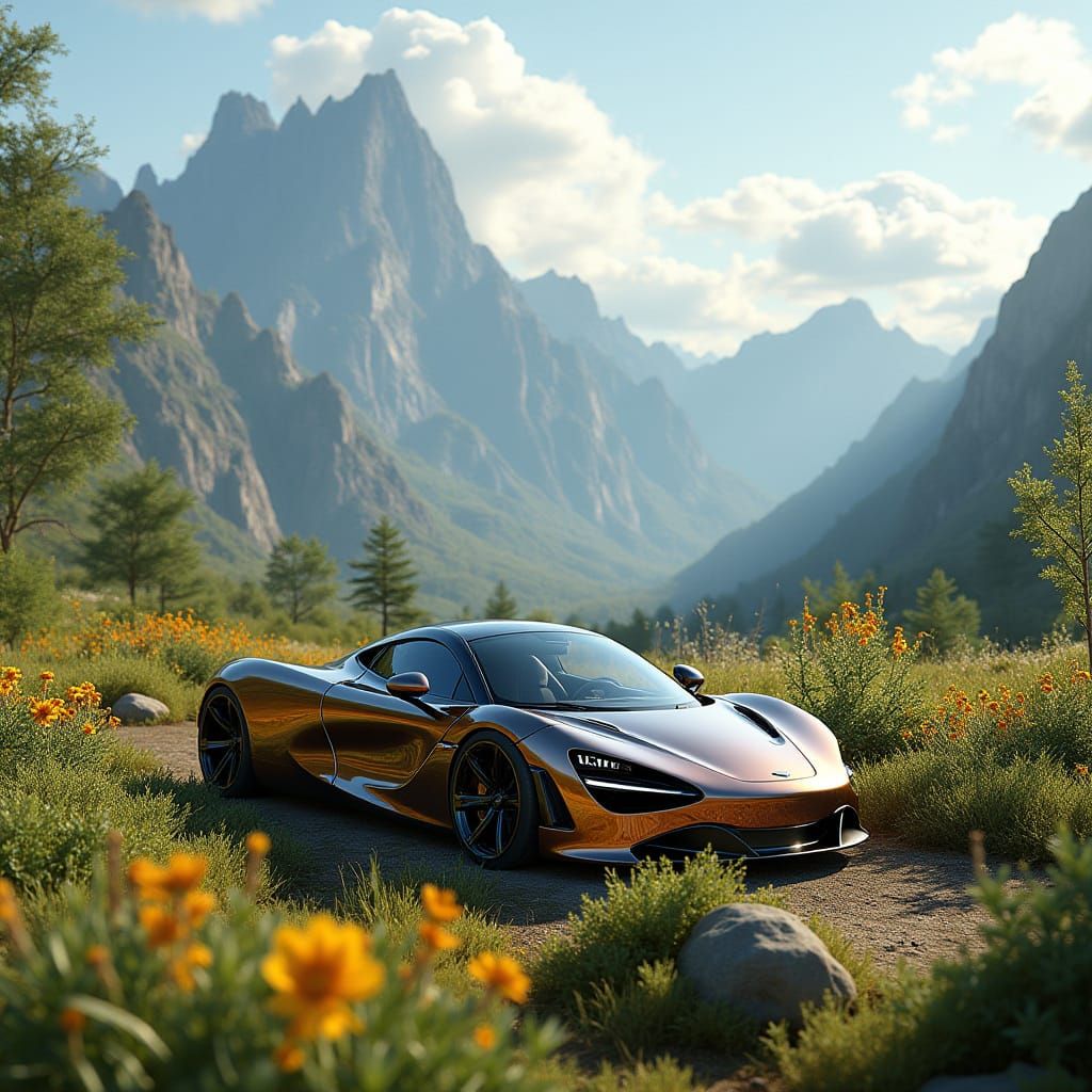 McLaren Amidst Lush Mountains in Maytime