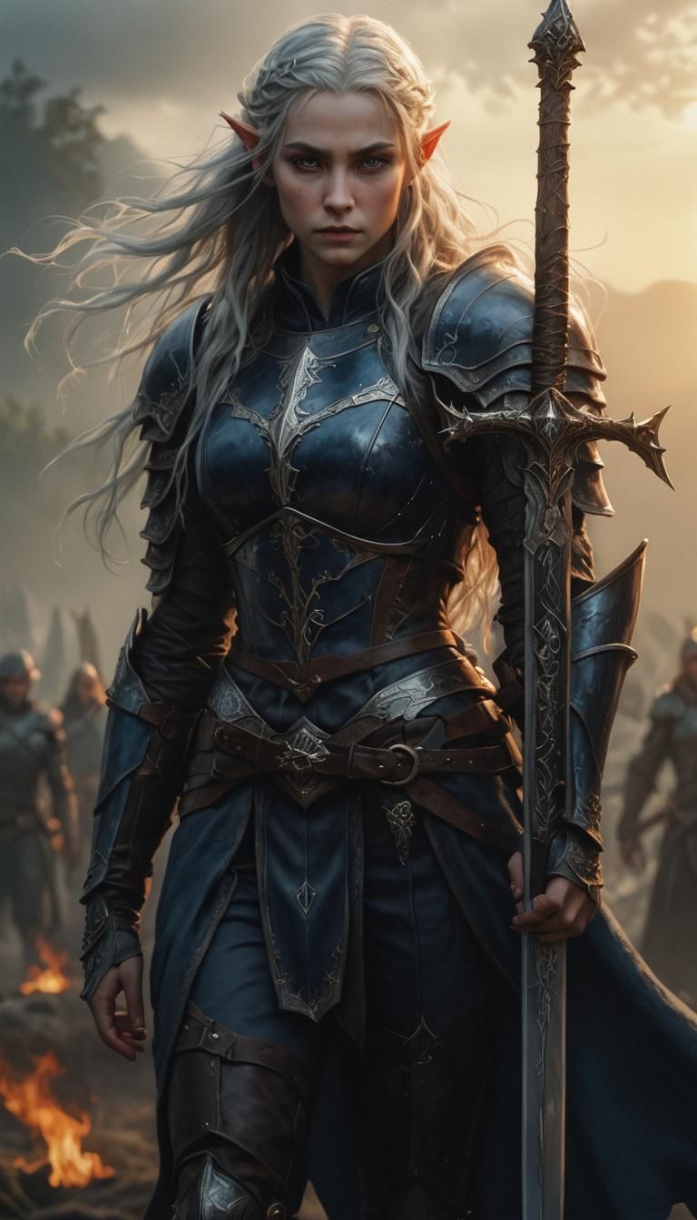Elven Warrior Portrait in Lord of the Rings Style