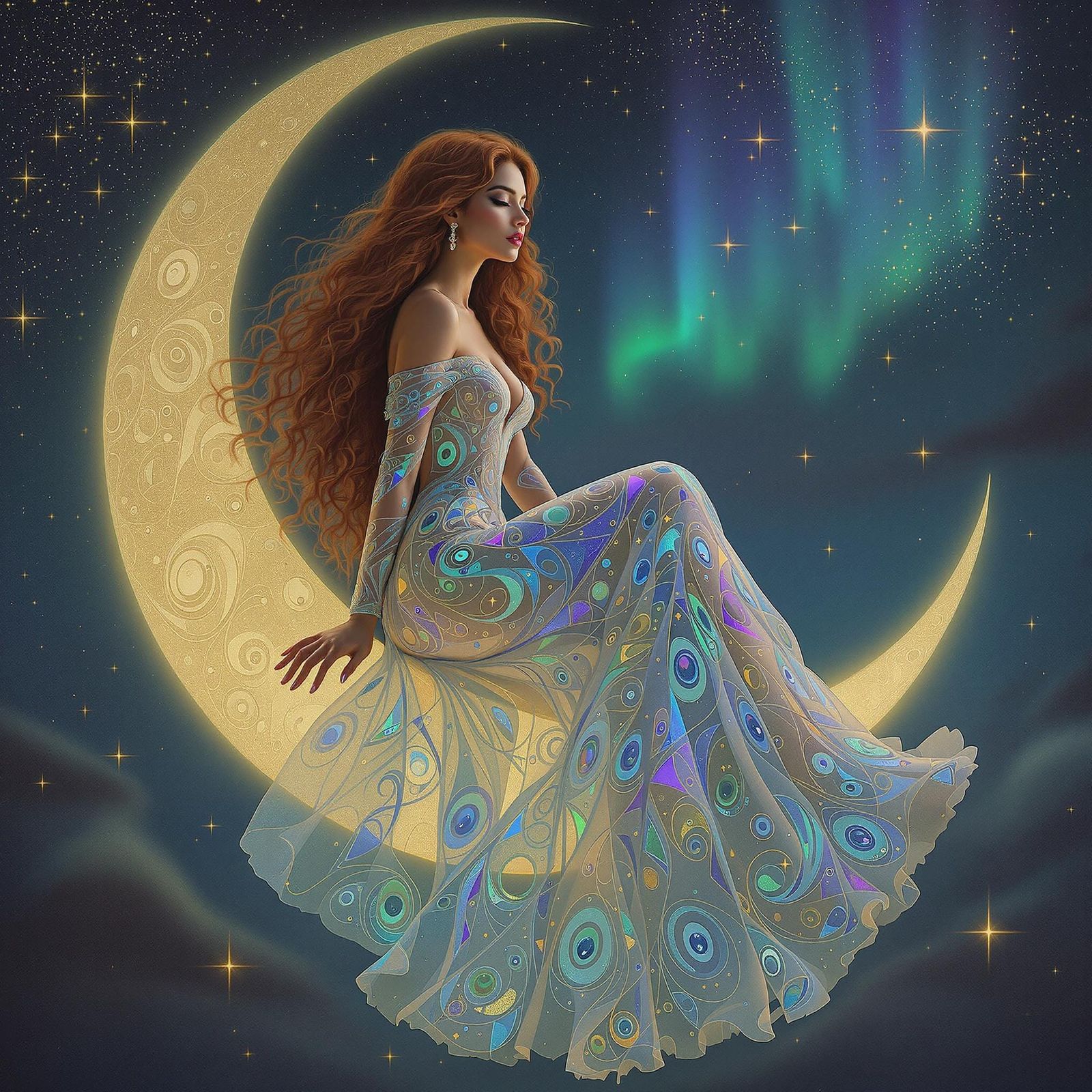 Ethereal South Asian Goddess in Iridescent Holographic Gown