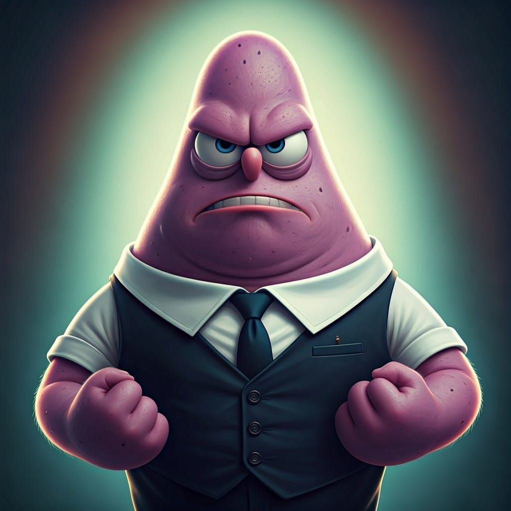 Angry Purple SpongeBob in Crisp 3D Render