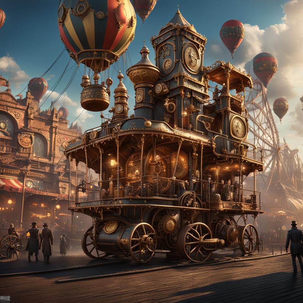 Steampunk Carnival with Elaborate Machinery