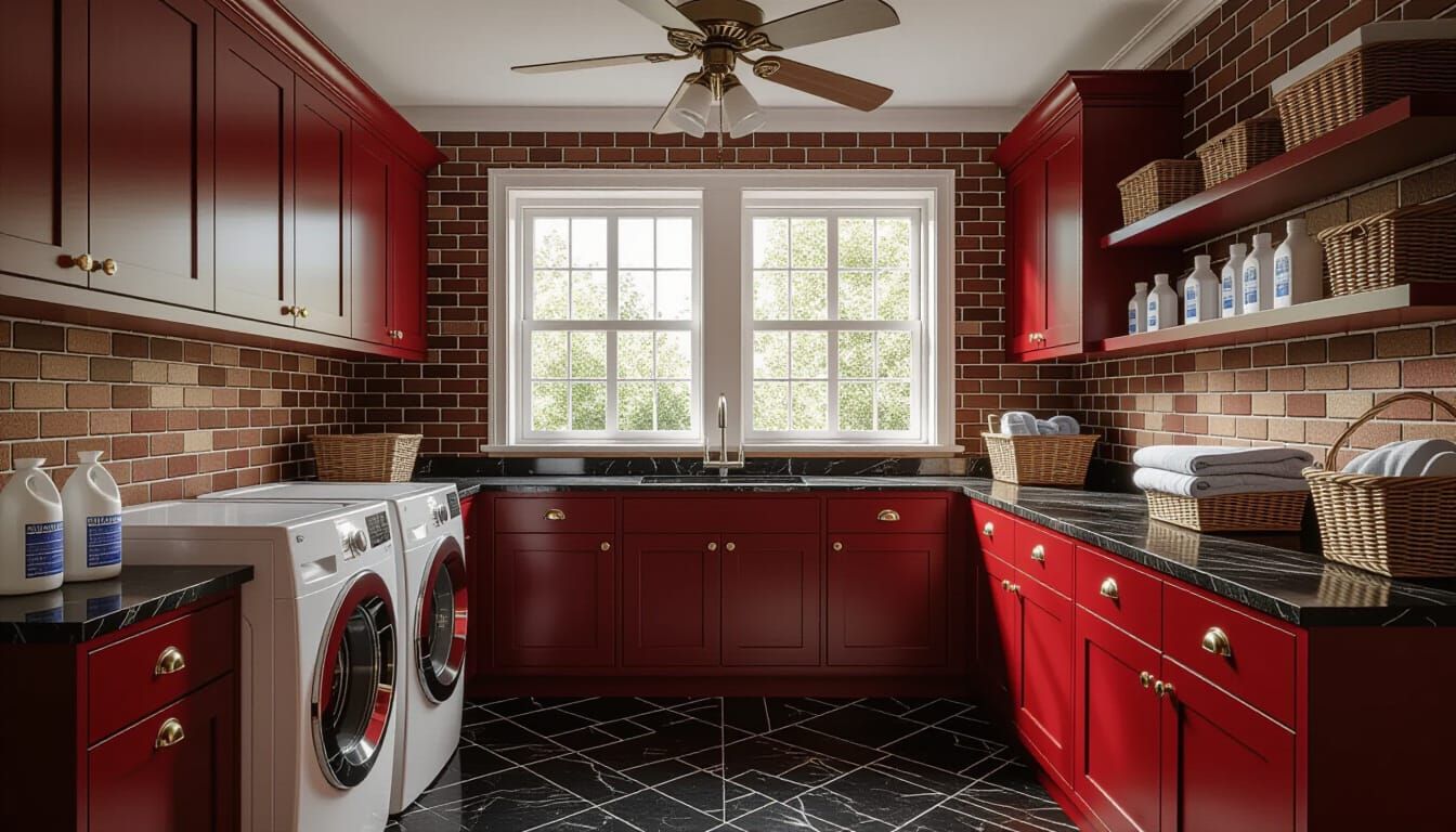 Victorian Laundry Room with Glass Walls Photorealistic Style