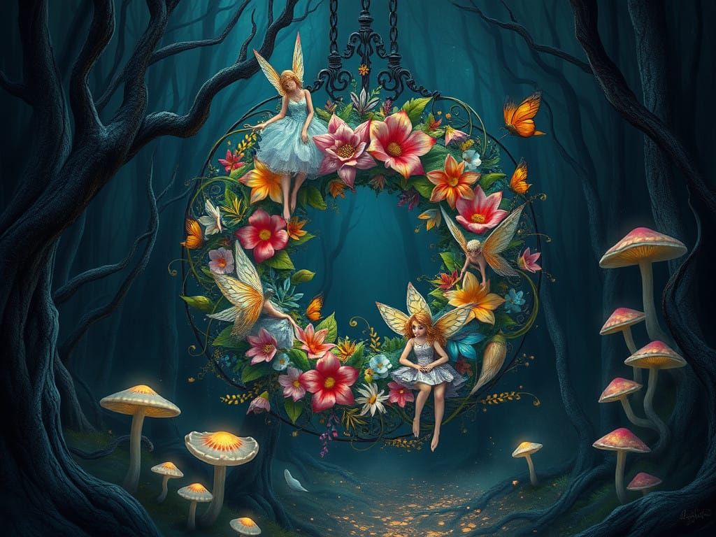 Surreal Floral Wreath Born from Whispers of the Forest