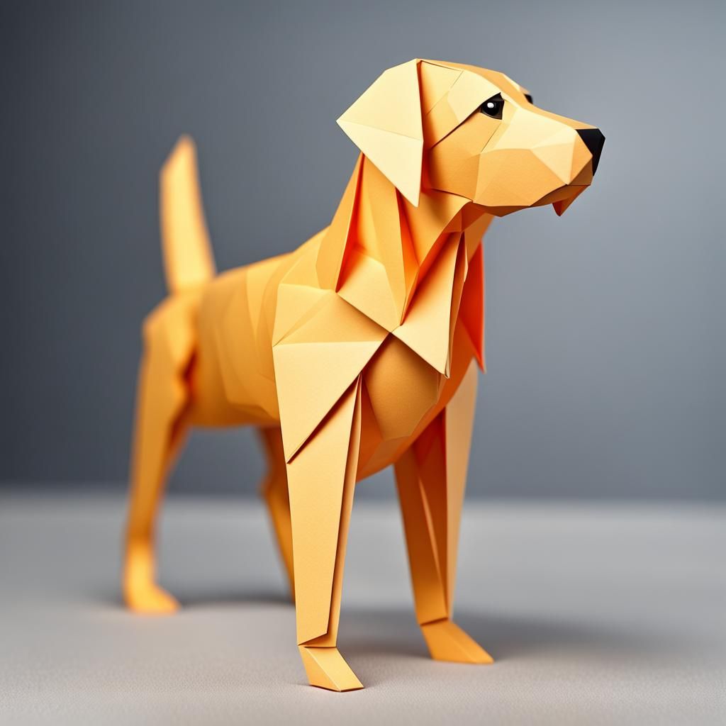 Origami Labrador Retriever Papercraft in 8K