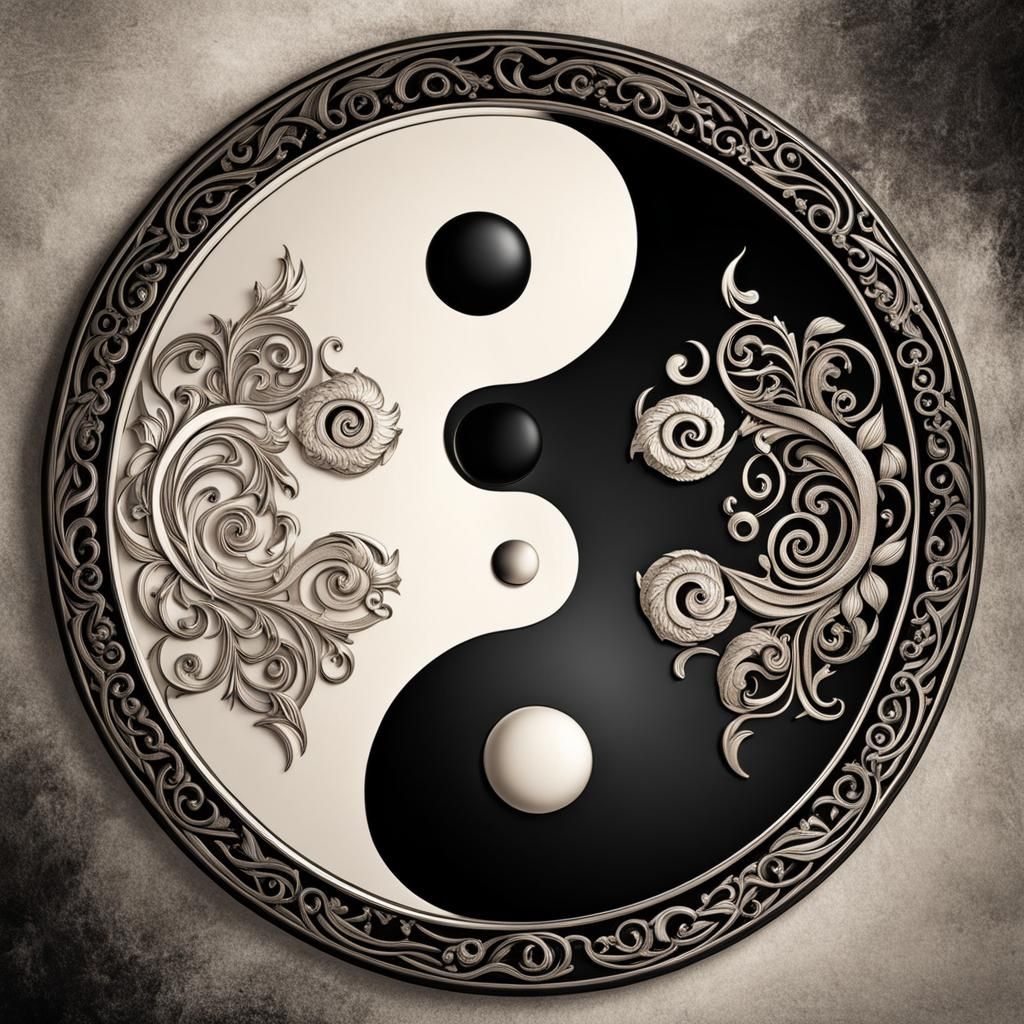 Elemental Yin Yang Symbol with Beautiful Women