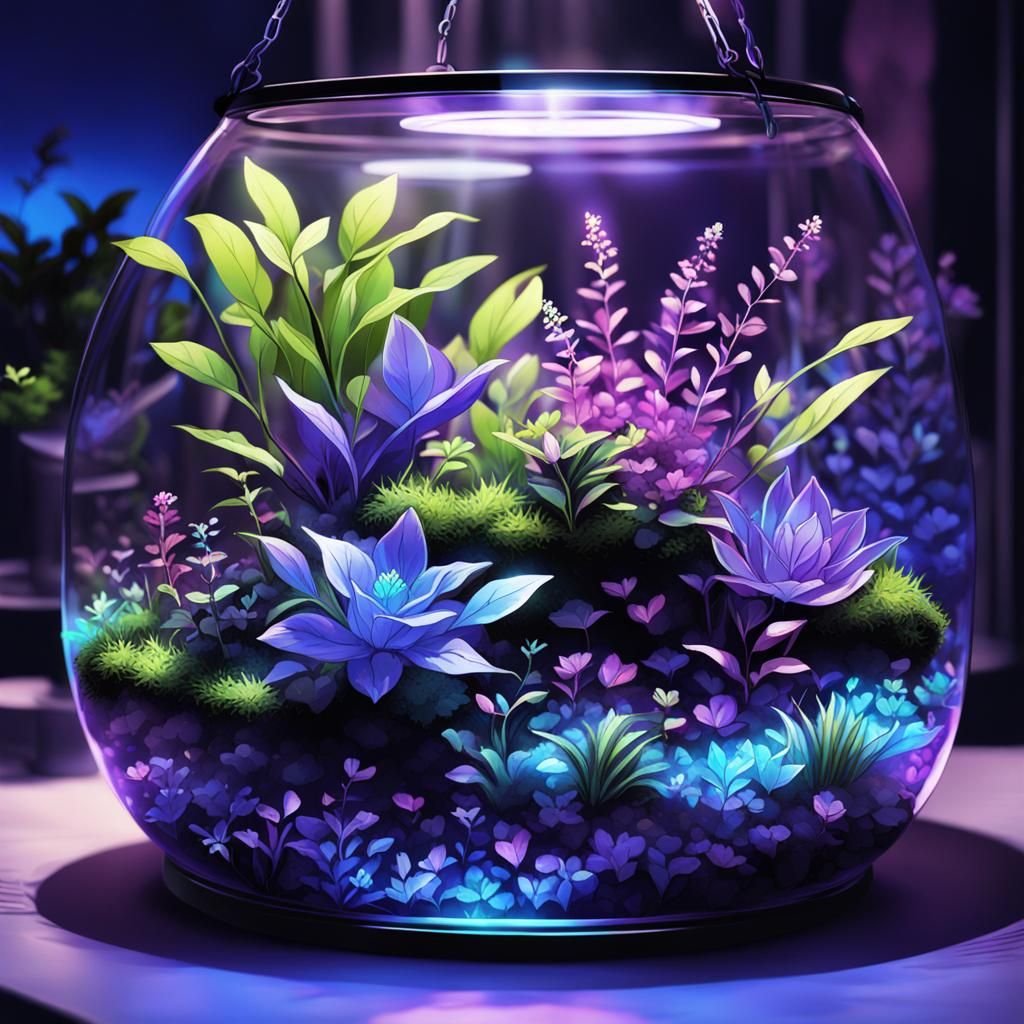 Bioluminescent Terrarium: Intense Light in Anime Style
