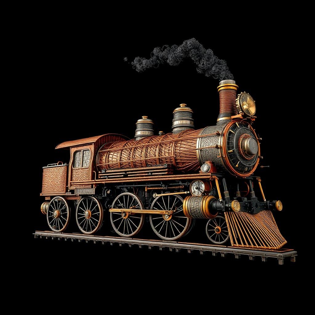 Vintage black velvet string art of a Locomotive train. Tacti...