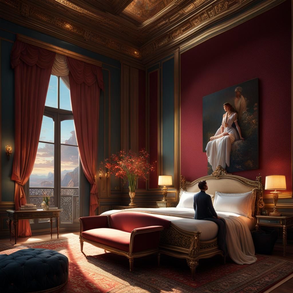 Intricate Scene of a Man and Woman, Digital Art