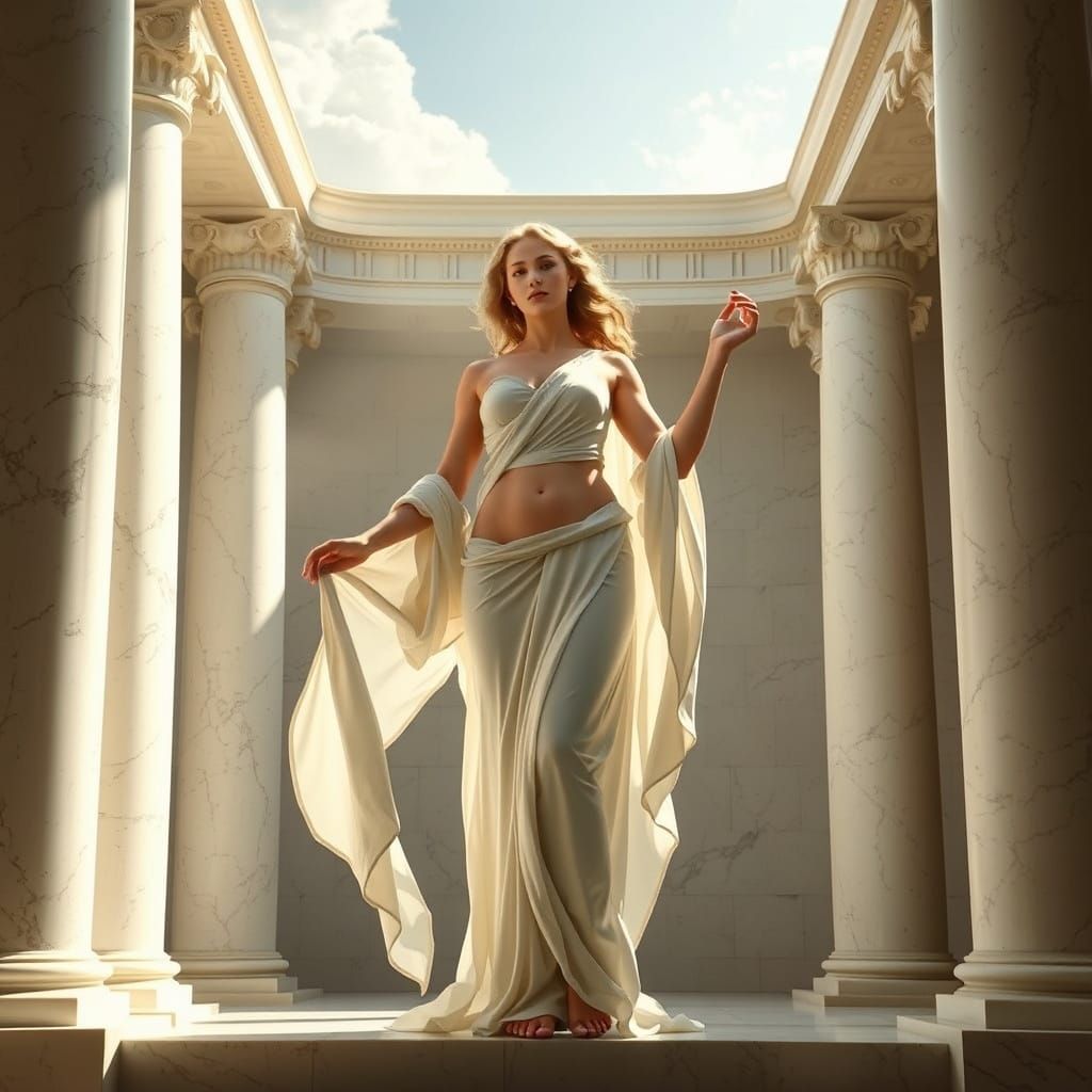 Aphrodite in Classical Temple, Ethereal Style