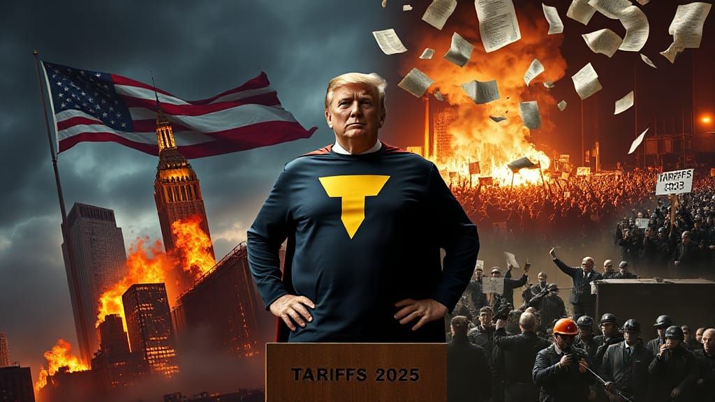 Confident Hero Amidst Chaos in a Cyberpunk Dystopia