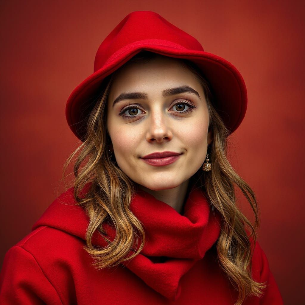 Minimalist Portrait in Red Tones