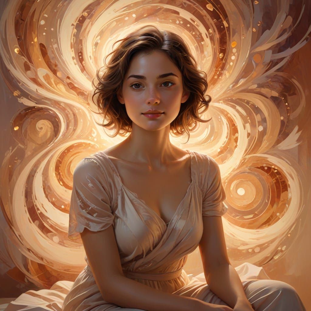 Feminine Presence in Warm Light: An AI Digital Painting