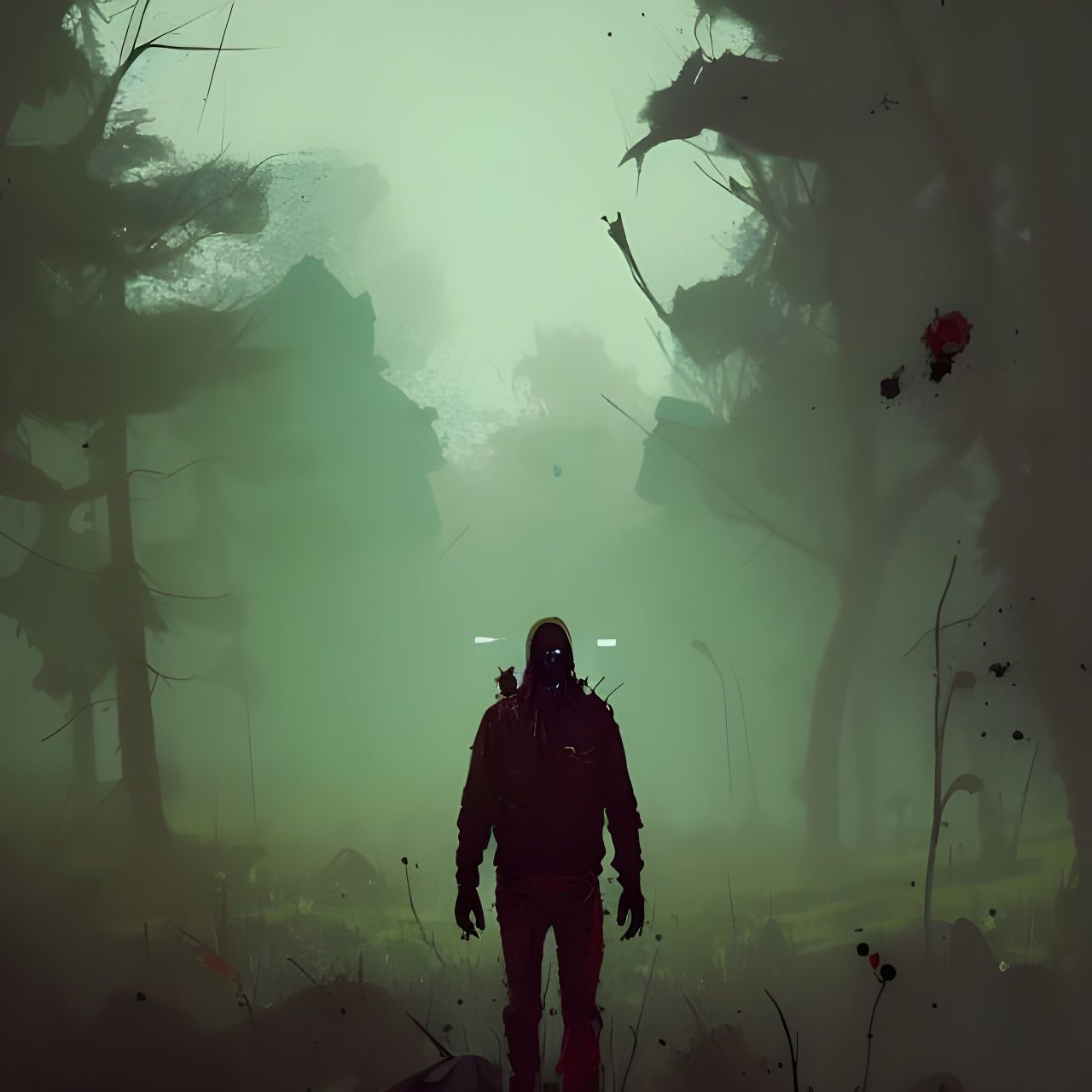 Zombie Shambling Through Apocalyptic Forest