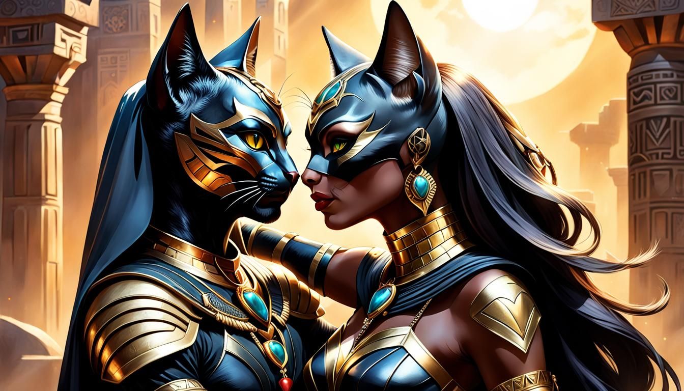 Cat-Man and Cat-Woman's Mayan-Inspired Embrace