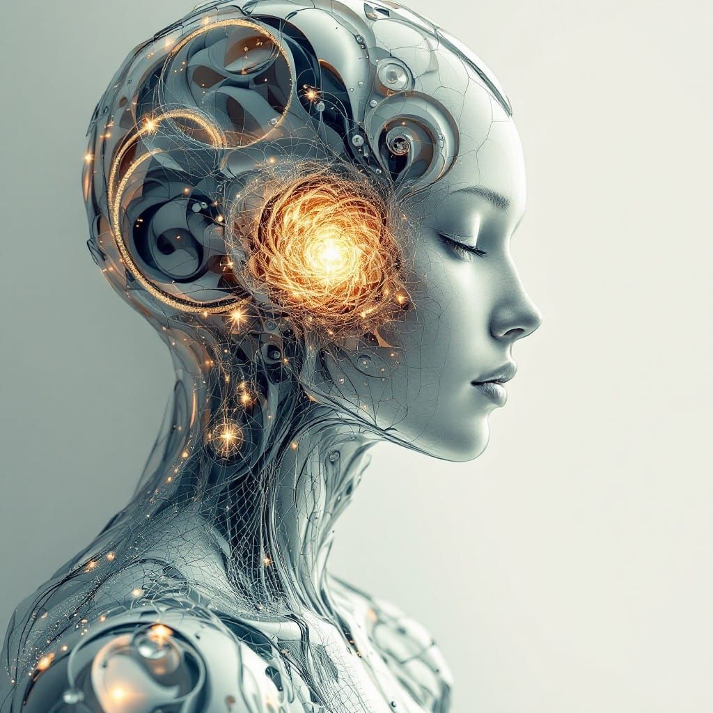 Ethereal Humanoid Form in Opal-Toned Textures, Transparent a...