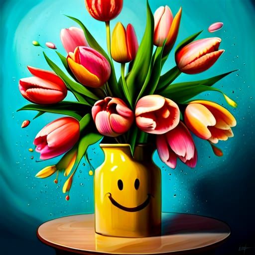 Tulips Graffiti Art in Tim Burton Style