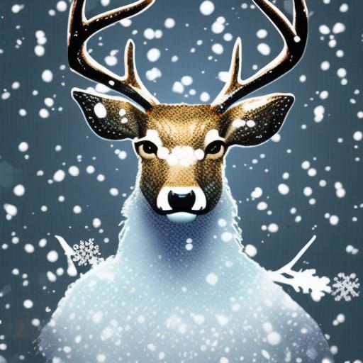 Bloodthirsty Monster Deer in Snowy Christmas Scene
